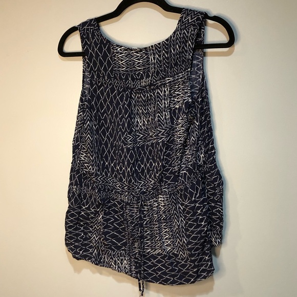 Splendid Navy and White Tank Geometric Design with a Tie Back - Picture 7 of 12